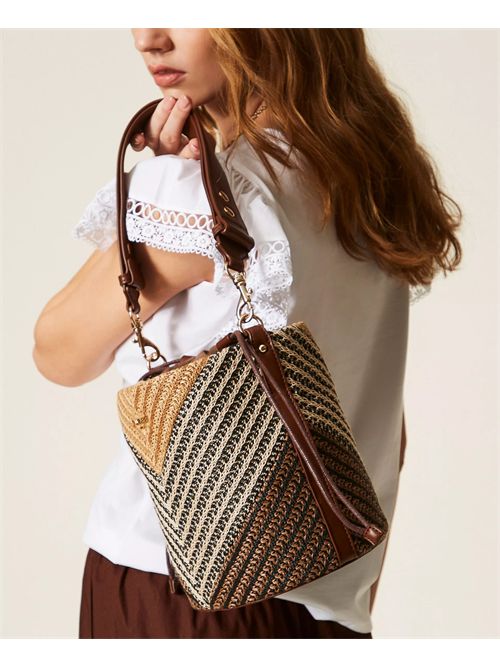 Borsa a secchiello jacquard in rafia TWINSET | TD8502/13504